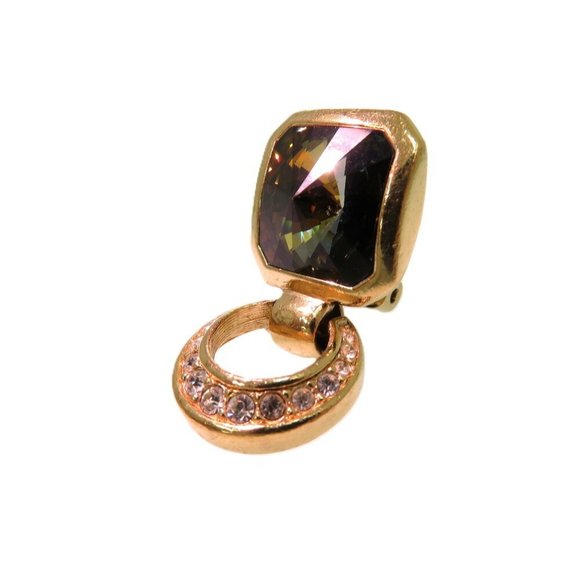 Christian Dior Crystal Circle Swing Metal Green 0424 Earrings - Picture 6 of 10